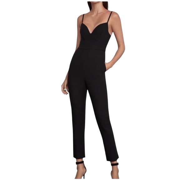 BCBG MaxAzaria - NWT Elegant Black Open Back Adjustable Strap Jumpsuit Sz S - Picture 2 of 10